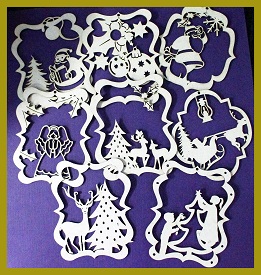 Christmas Decorations  MULTI pack of 5 Assorted chipboard